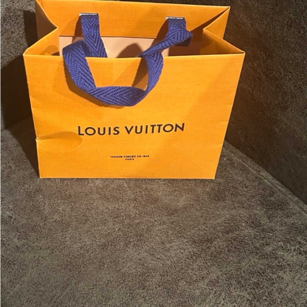 Louis Vuitton Small Luxury Paper Gift Bag W/Blue Cloth Handles / Authentic